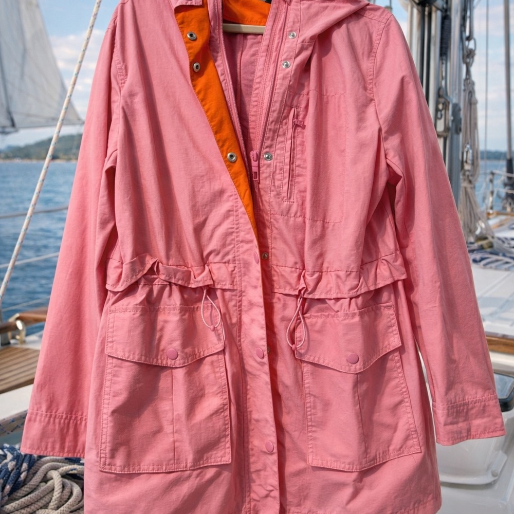 J. Crew Pink Hooded Anorak with Orange Lining